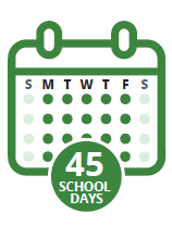 Calendar image with the words "45 school days" overlaid