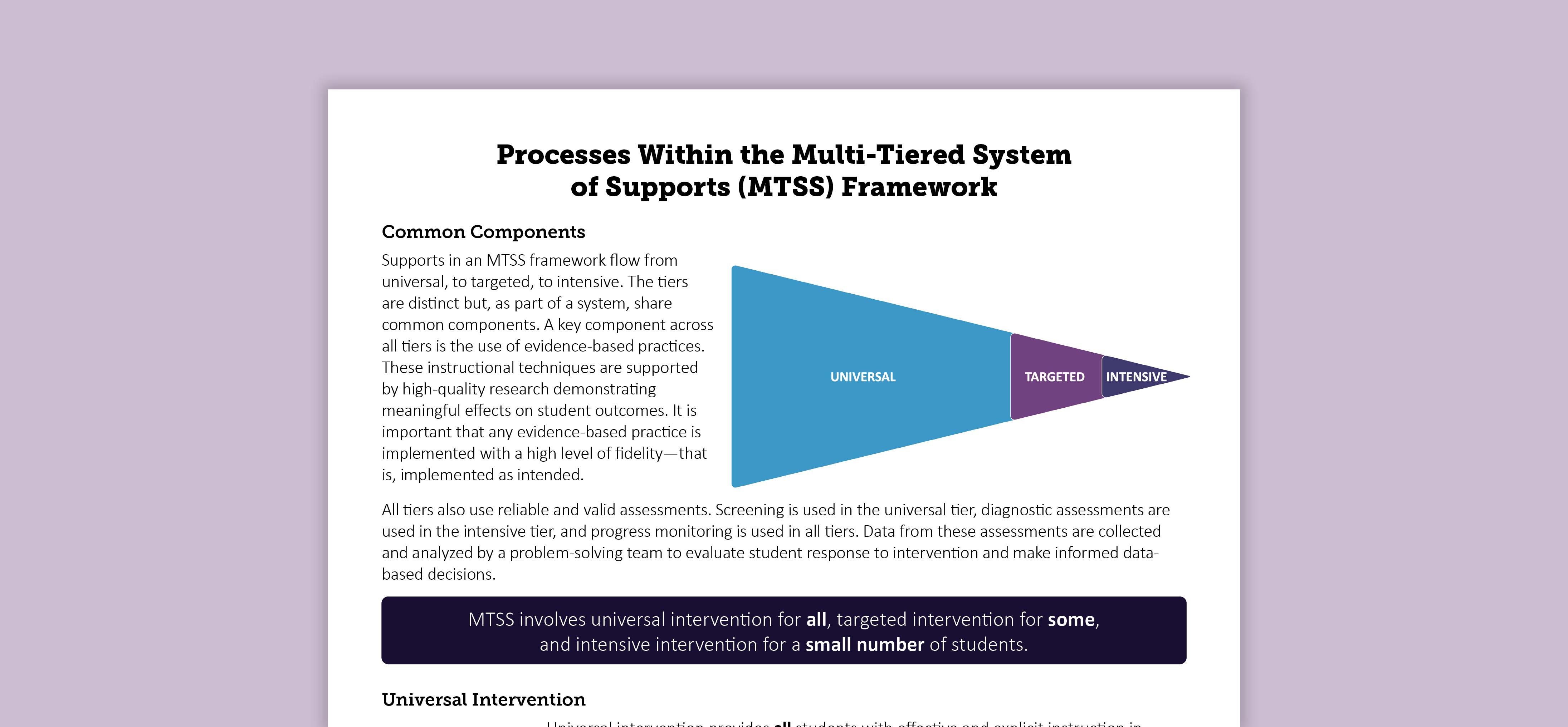 Processes Within the Multi-Tiered System of Supports (MTSS) Framework ...