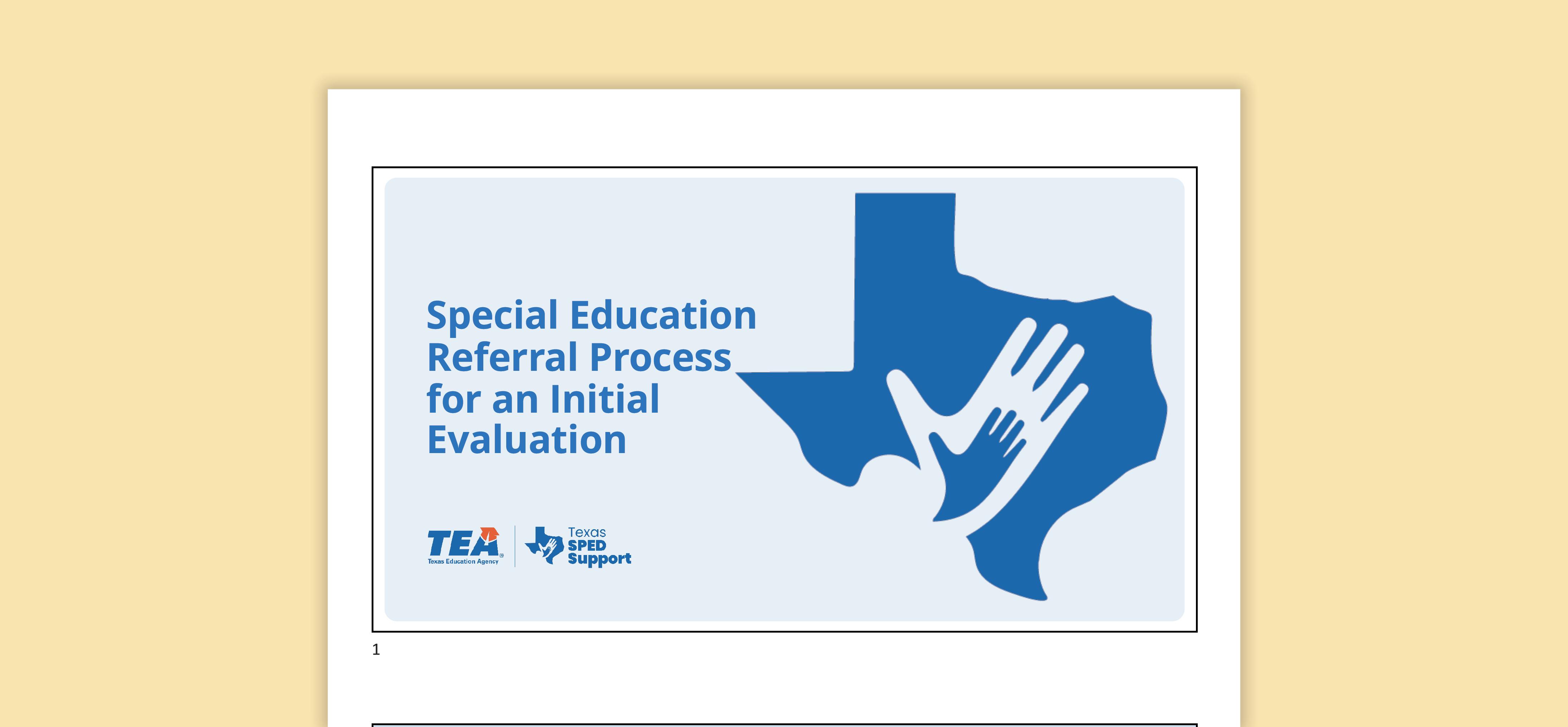 Special Education Referral Process for an Initial Evaluation