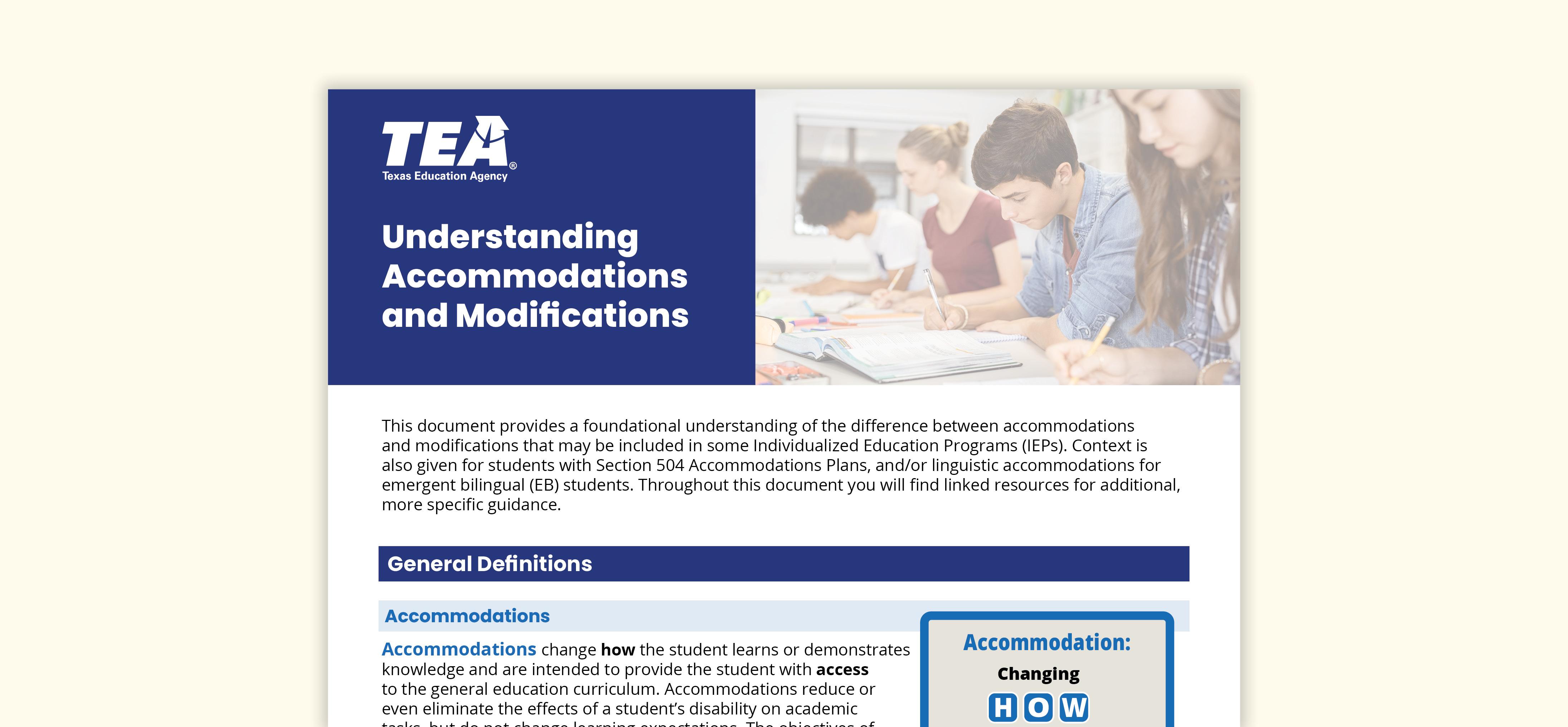 Understanding Accommodations and Modifications | Texas SPED Support